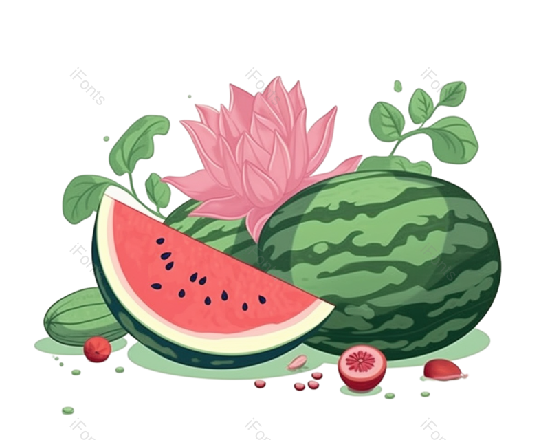 叶子图片,西瓜元素,中国风PNG,元素免抠素材